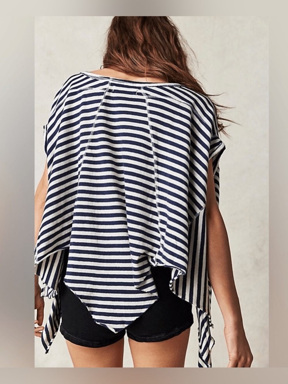 Free People Navy and White Striped Scoop-Neck Tunic